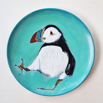 Paulina the Puffin - Original Painting on a ceramic Plate