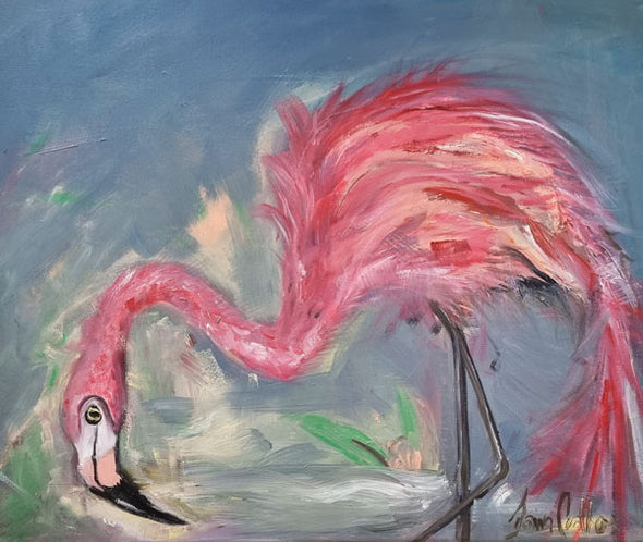 Pheobe the Pink Flamingo - Original Painting