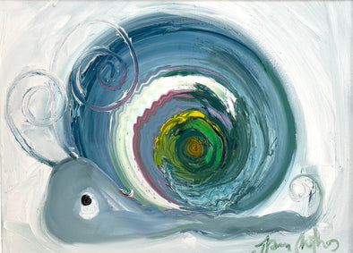 Azul the snail - original oil painting