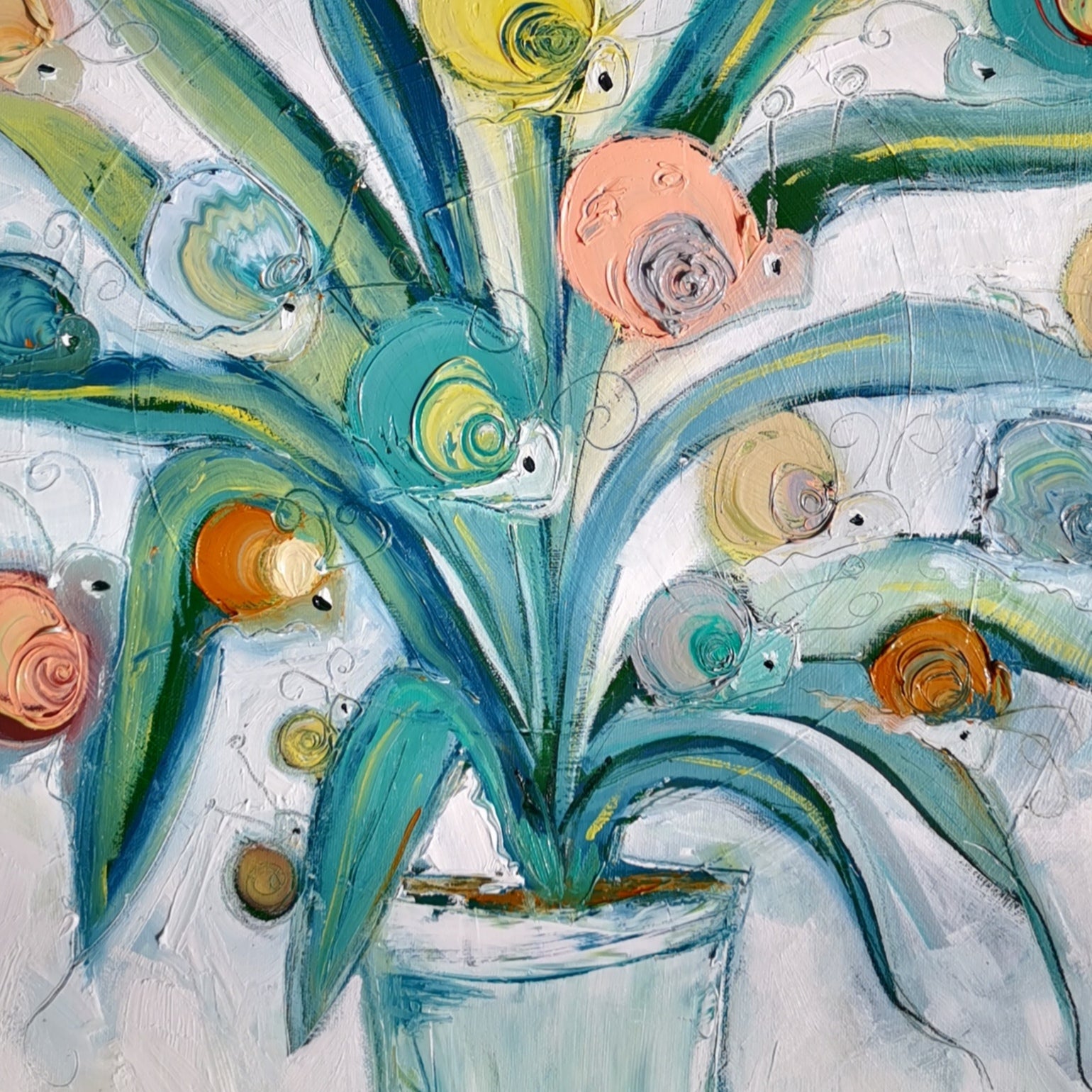 oil painting spider plant Spider Snail Plant