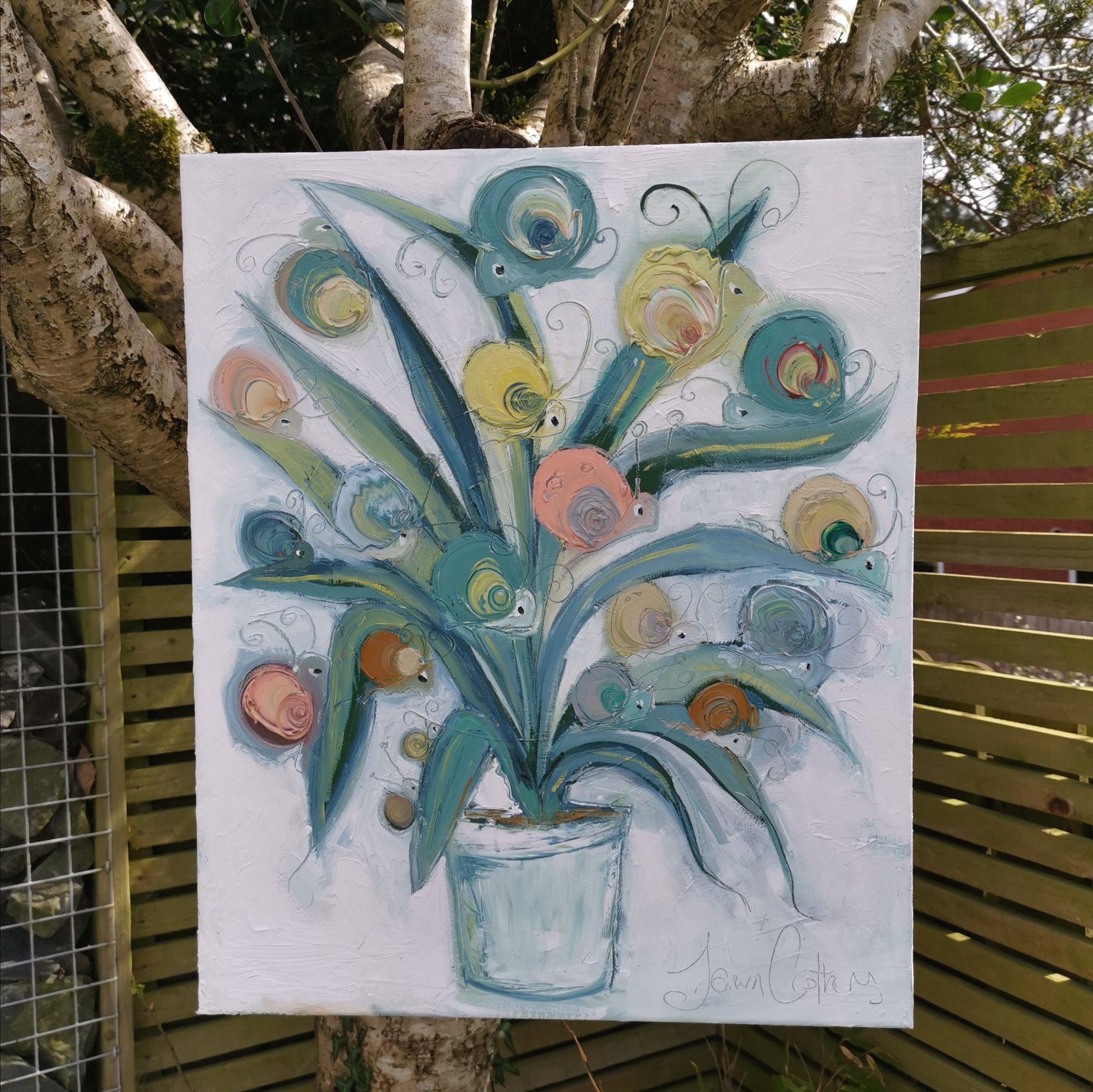 oil painting spider plant Spider Snail Plant