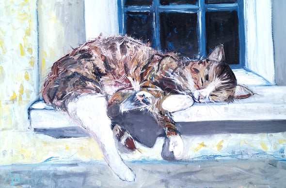 Window Cill Snooze - Original Oil Painting