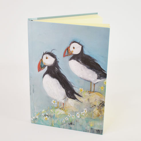 Puffins 'Love on the Rocks'' Design A5 Hardback Notebook - dawncrothers