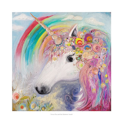 Sweet Pea the Unicorn and the Rainbow Snails - Ltd Edition Print - dawncrothers