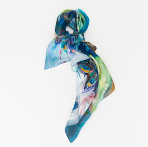 Petra the Peacock Silk Scarf - dawncrothers