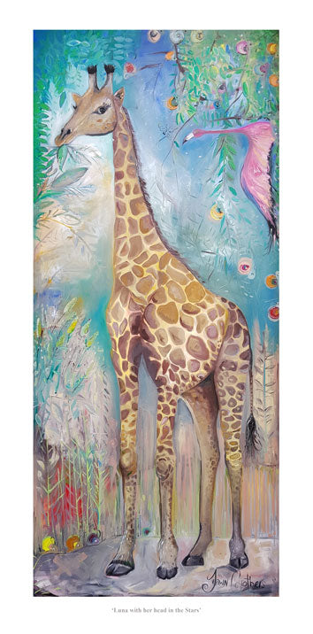 Luna the Giraffe with her Head in the Clouds - Ltd Edition Print